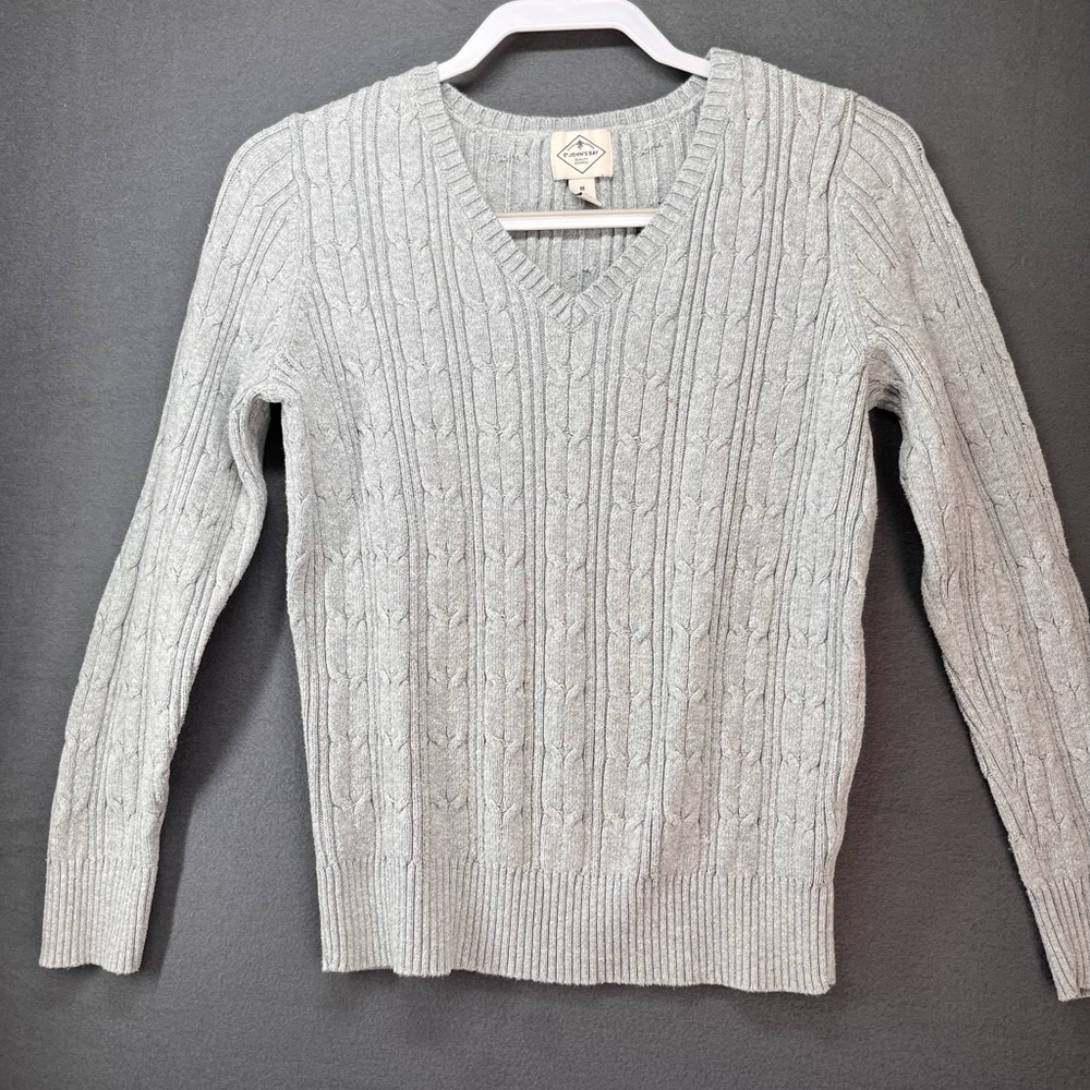 St. John's Bay Gray V-Neck Sweater Classic Knit